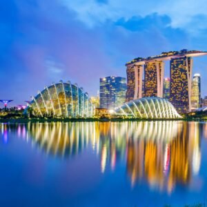 Singapore river and marina bay sands