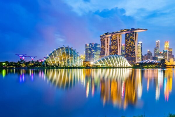 Singapore river and marina bay sands